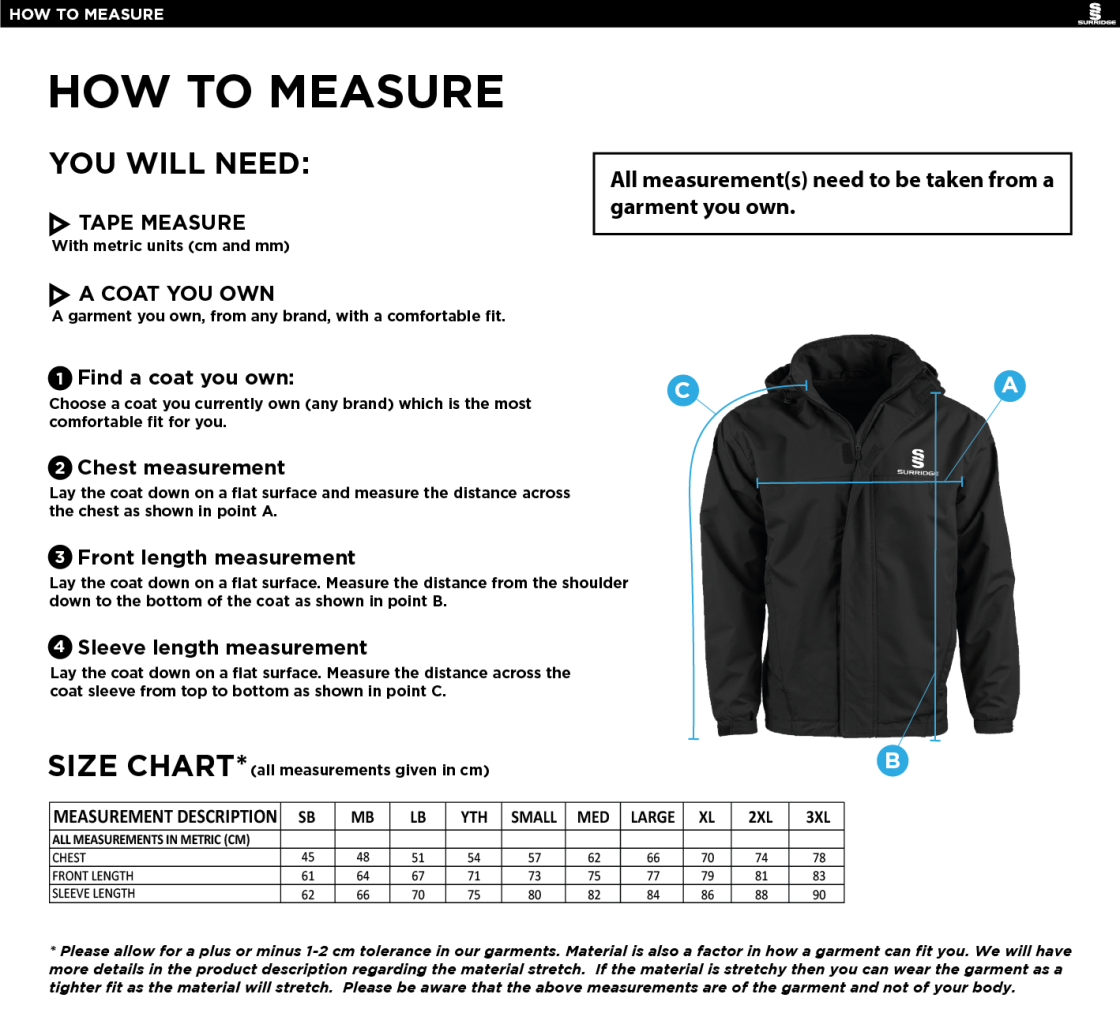 WESTEND FC FLEECED LINE JACKET - Size Guide