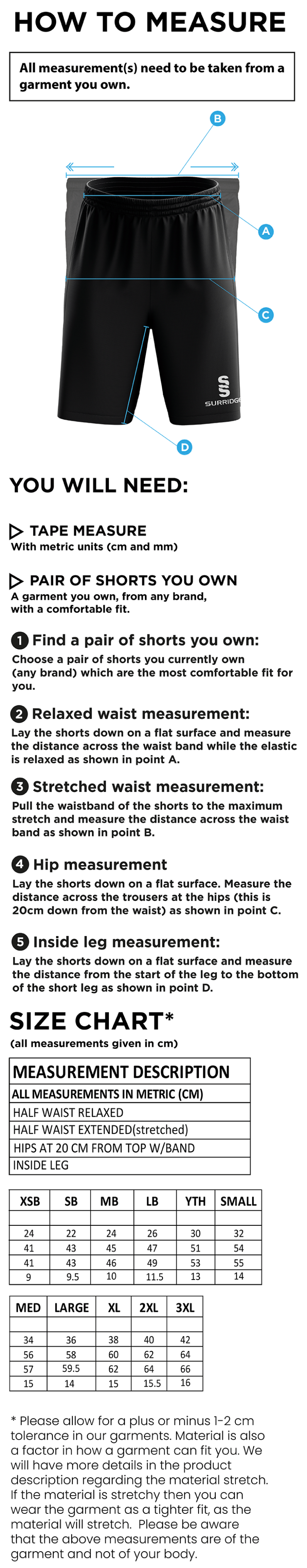Westend FC Classic Shorts Red - Size Guide